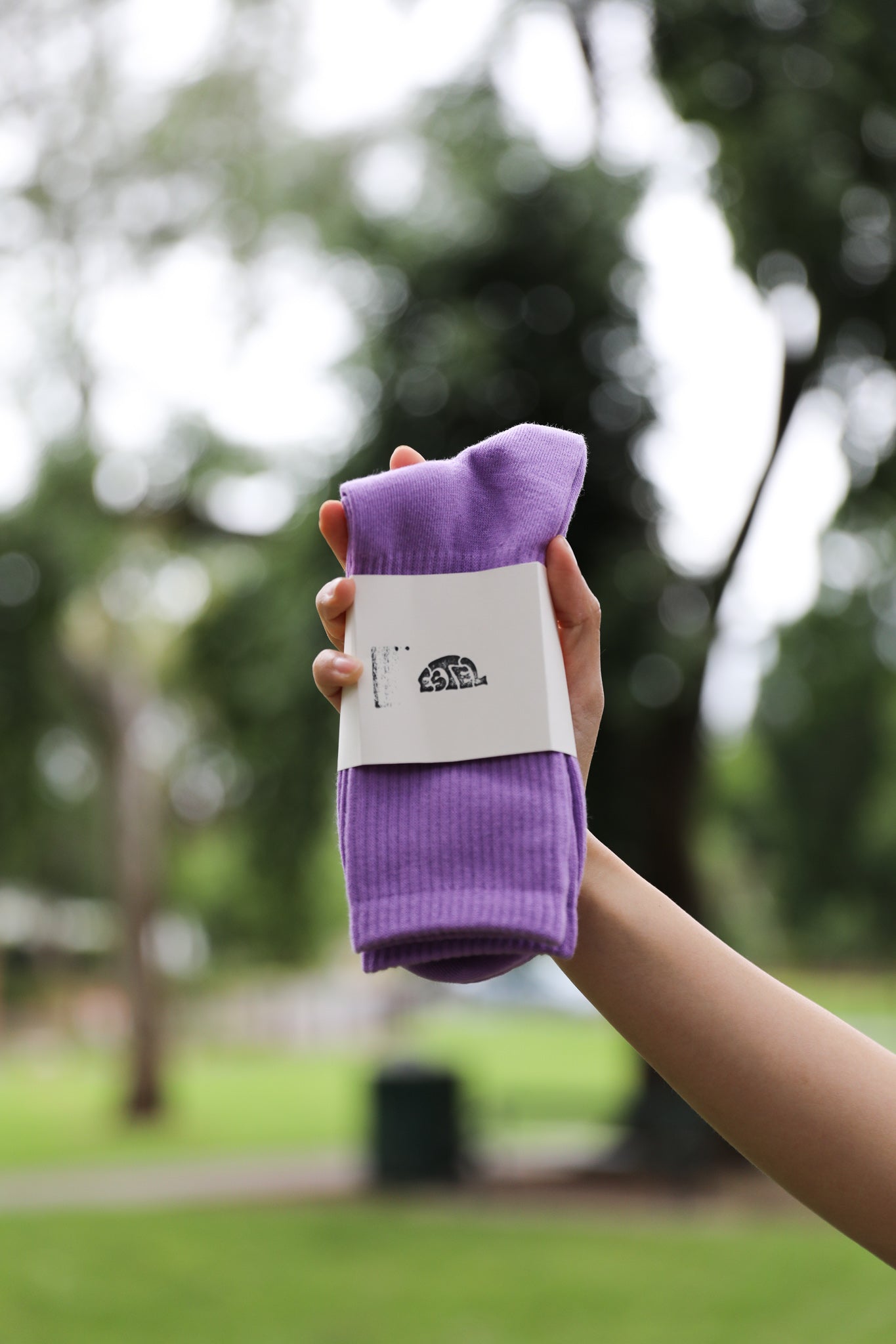 Model holding Estel Lilac Sock