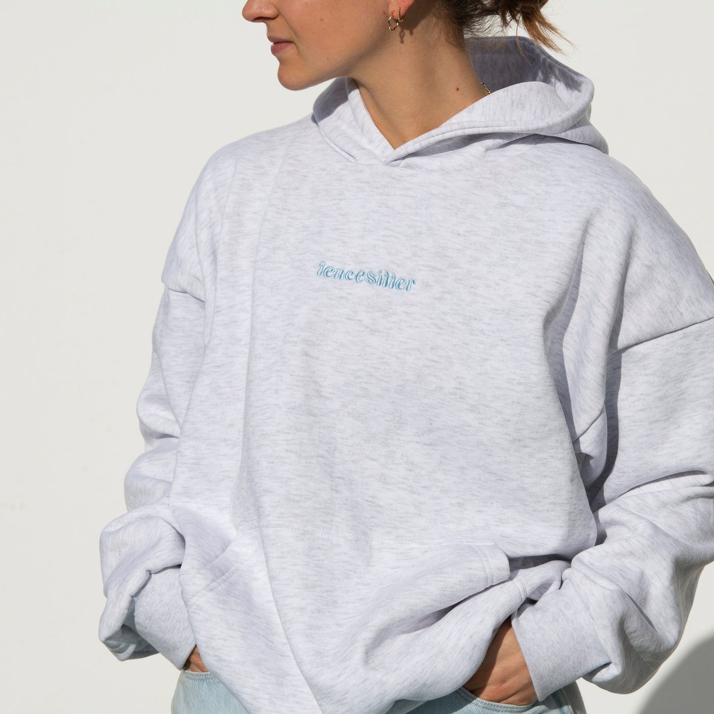 BOX FIT HOODIE - WHITE MARLE - FENCESITTER COLLAB